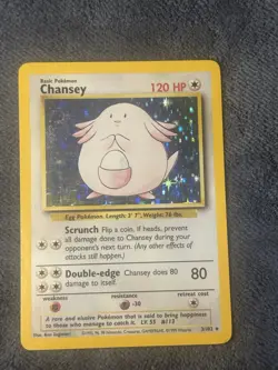 Pokemon TCG Base Set Chansey Card 3/102 Holo LP+ - Image 2
