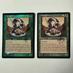 1x Signed Nesting Wurm 1x FOIL MtG Nemesis LP FREE SHIPPING - Image 1