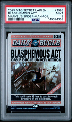 PSA 9 Blasphemous Act #1998 Spider-Man Magic the Gathering Secret Lair Foil - Image 1