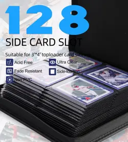 Top Loader Card Binder, 128 Cards, 4 Pocket Side-Loading Pages Compatible for... - Image 4