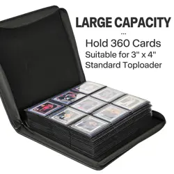 9 Pocket TopLoader Binder, Holds 360 3”x4” Toploader Hard Cases, Sleeves Card... - Image 4