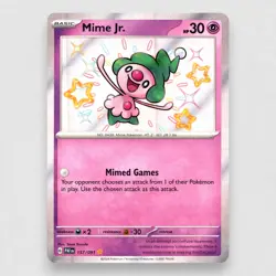 Mime Jr. 157/091 SV: Paldean Fates Holo Shiny Rare Pokemon TCG NM - Image 1