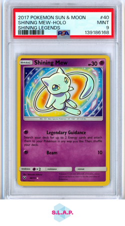 SHINING MEW-HOLO SHINING LEGENDS POKEMON SM SHINING LEGENDS 2017 40 PSA 9 - Image 1