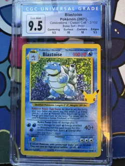 CGC 9.5 GEM MINT Blastoise 2/102 Pokemon Celebrations Classic Collection Holo - Image 1