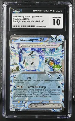 CGC 10 Wellspring Mask Ogerpon ex 064/167 Pokemon 2024 Twilight Masquerade - Image 1