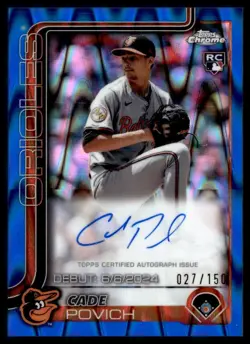 2025 Topps Chrome Update Blue RayWave Auto Cade Povich RC 027/150 #CRDA-CP - Image 1