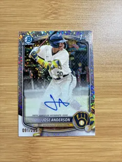 2025 Bowman Chrome Jose Anderson Auto Speckle Refractor 1st Prospect #/299 - Image 1