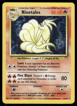 Pokemon Cards Ninetales 12/102 Base Set Unlimited Holo WOTC Rare LP - Image 1