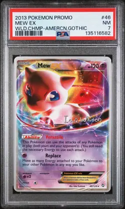 2013 POKEMON WORLD CHAMP DECK PROMO AMERICAN GOTHIC #46 MEW EX PSA 7 - Image 1