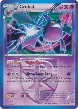 Crobat - 55/135 - Holo Rare HP, English Pokemon Plasma Storm - Image 1