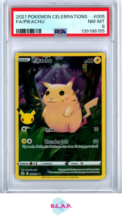 FA/PIKACHU POKEMON CELEBRATIONS 2021 005 PSA 8 - Image 1