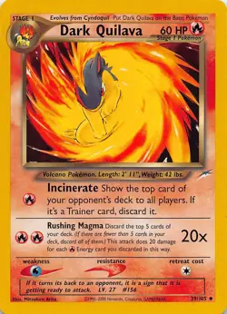 DARK QUILAVA 39/105 UC NEO DESTINY POKEMON UNLIMITED HP - Image 1