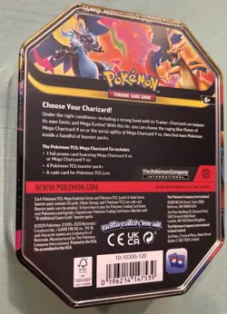 POKEMON TCG MEGA CHARIZARD Y ex TIN w/4 BOOSTER PACKS - Image 2
