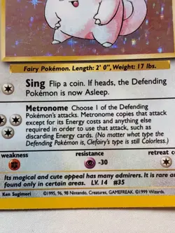 Pokemon TCG Clefairy Base Set Holo Rare 5/102 - Image 4