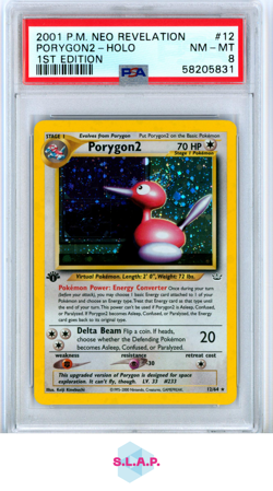 PORYGON2 POKEMON 12/64 2001 1ST EDITION HOLO ENGLISH PSA 8 - Image 1