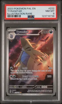 2023 POKEMON PAL EN-PALDEA EVOLVED ILLUSTRATION RARE #222 TYRANITAR PSA 8 - Image 1