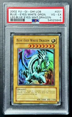 2002 Yugioh BLUE-EYES WHITE DRAGON LOB-001 FOIL SHIFT Original Unlimited PSA 4 - Image 1