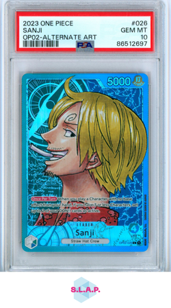 SANJI ONE PIECE 26 2023 OP-02 HOLO ENGLISH PSA 10 - Image 1