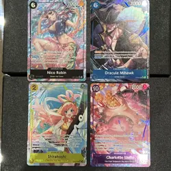 4x One piece Alt Art Bundle- Nico Robin Op12-087 Linlin 073 Mihawk 048 Shirahosh - Image 1