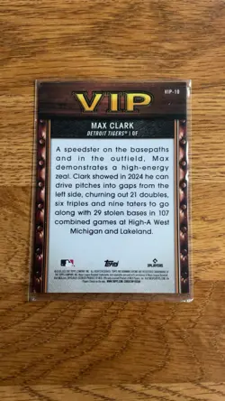 2025 Bowman - VIP Very Important Prospects Max Clark #VIP-10 Pink Mojo /199 (RC) - Image 3