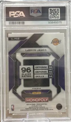 2023 PRIZM MONOPOLY LeBRON JAMES ALL-STAR PURPLE #PS9 PSA 10 - Image 2