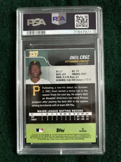 2022 Topps Stadium Club - Oneil Cruz #237 (RC) Pittsburgh Pirates Rookie PSA 10 - Image 2
