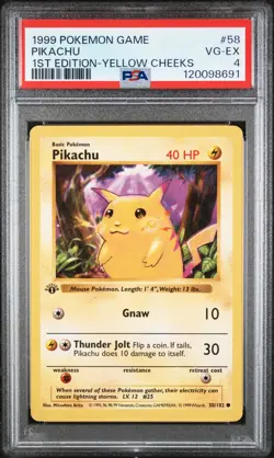 1999 POKEMON GAME #58 PIKACHU 1ST EDITION-YELLOW CHEEKS PSA 4 - Image 1
