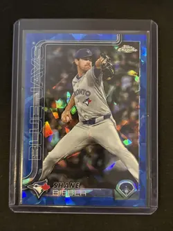🔥Shane Bieber 2025 Topps Chrome Update Sapphire #USC52 Refractor Blue Jays - Image 1