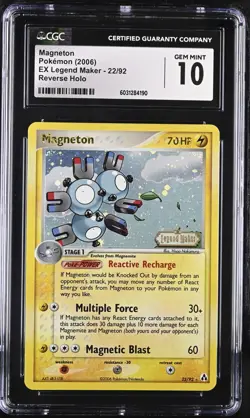 Magneton EX 22/92 Legend Maker Reverse Holo Rare Pokemon CGC 10 Gem Mint - Image 1