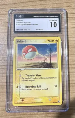 Pokemon TCG Voltorb 68/92 Ex Legend Maker 2006 CGC GEM MINT 10 - Image 1