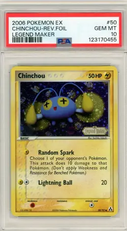 Pokemon Chinchou EX Legend Maker Reverse Holo #50 PSA 10 Gem Mint - Image 1