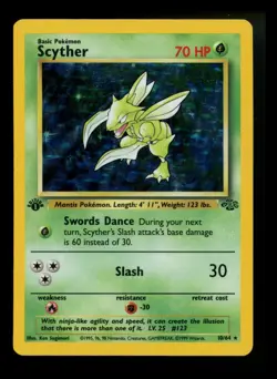 1st Edition Scyther 10/64 Jungle 1999 Holo Rare WOTC Pokemon Card TCG - Image 1