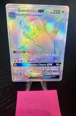 Gumshoos GX 157/149 Rainbow Holo Rare SM Base Set English Pokemon Card - Image 1