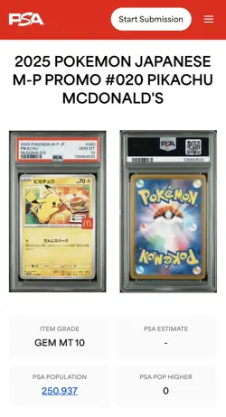 PSA 10 Pikachu 020/M-P – McDonald’s Happy Set Promo – Japanese Pokemon Card 2025 - Image 5