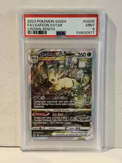 2023 POKEMON SWORD & SHIELD CROWN ZENITH #GG35 FULL ART/LEAFEON VSTAR PSA 9 - Image 1