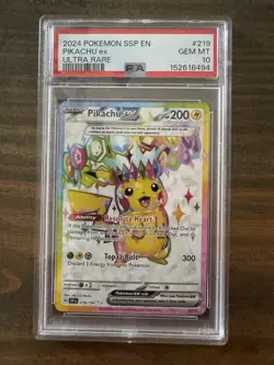 Pokemon Pikachu EX Surging Sparks Ultra Rare Card 219/191 PSA 10 - Image 1
