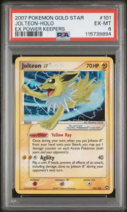 2007 POKEMON EX POWER KEEPERS GOLD STAR #101 JOLTEON-HOLO PSA 6 - Image 1