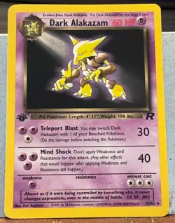 2000 Pokemon Team Rocket 1st Edition #18 Dark Alakazam Rare - Image 1