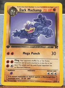 2000 Pokemon Team Rocket 1st Edition #27 Dark Machamp Rare - Image 1