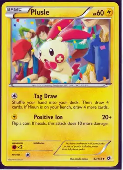 POKEMON 2013 MINUN 48/113 & PLUSLE 47/113-LEGENDARY TREASURES UNCOMMON REGULAR - Image 3