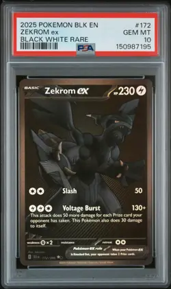 2025 POKEMON BLK EN-BLACK BOLT BLACK WHITE RARE #172 ZEKROM EX PSA 10 - Image 1
