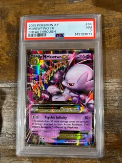 POKEMON 2015 XY Breakthrough M MEWTWO EX #64 PSA 7 RARE - Image 1