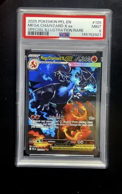 2025 Pokemon PFL Mega Charizard X ex Special Illustration Rare 125 094PSA MINT 9 - Image 1