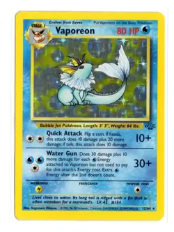 VAPOREON 12/64 HOLO RARE JUNGLE WOTC POKEMON CARD TCG LP - Image 2