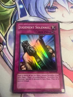 SOLEMN JUDGMENT FRENCH SUPER RARE 1996 COPY RP01-EN045 FR045 HEAVY PLAY YUGIOH - Image 1