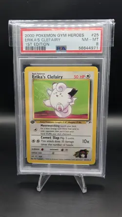 Erika's Clefairy 25/132 — 1st Edition — PSA 8 — Gym Heroes Vintage Pokemon Card - Image 1