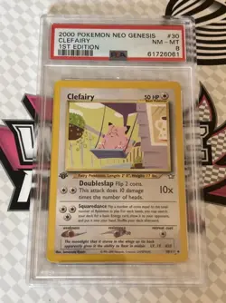 Pokemon Neo Genesis 1st Edition Clefairy TCG Card 30/111 Uncommon PSA 8 - Image 1