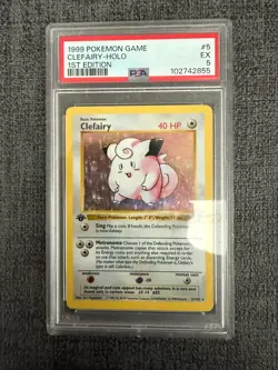 Pokemon TCG Clefairy Holo 1st Edition Shadowless Card Base Set 5/102 PSA 5 - Image 1