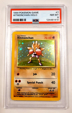 RARE 1999 POKEMON BASE SET UNLIMITED #7 HITMONCHAN-HOLO NEAR MINT-MINT! PSA 8 - Image 3