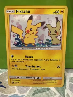 Pikachu+Mimikyu SM162 Sun & Moon Black Star Promo Holo Card TCG - Image 1